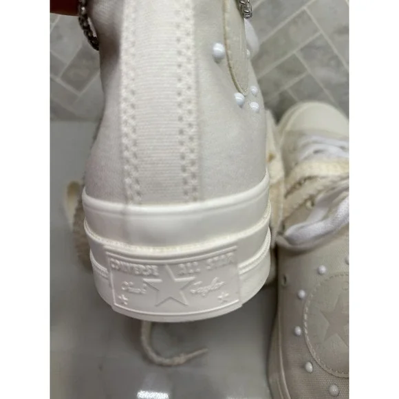 Converse Chuck Taylor All Star Lift High Top Sneakers Womens Size 7 White Chain - Picture 10 of 10